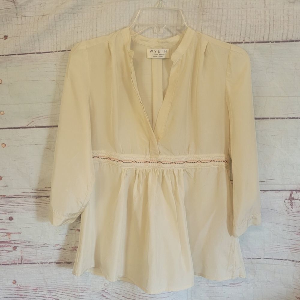 Wyeth by Todd Magill Silk Popover Blouse Size Small